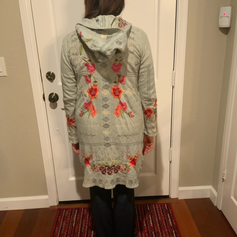 Floral Embroidered Hooded Cardigan